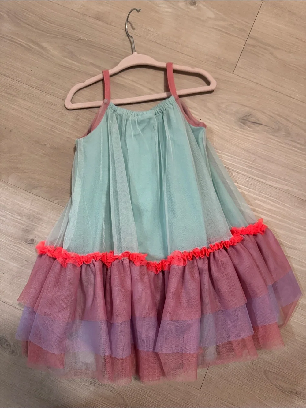 GAP Girls Mint Green Dress with Pink and Purple Ruffle Trim
